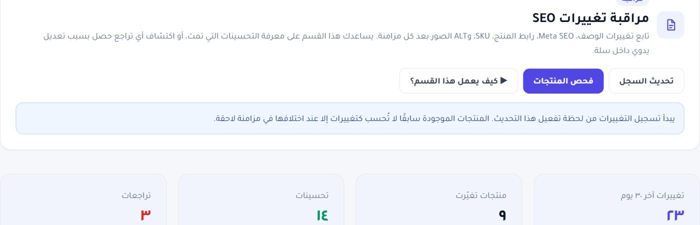 رأس القسم: تغييرات الفترة، منتجات تغيّرت، تحسينات، تراجعات