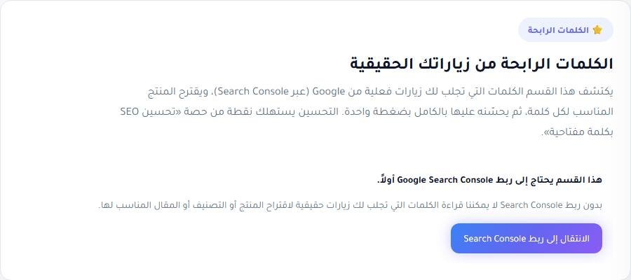 الكلمات الرابحة في لوحة RankX SEO