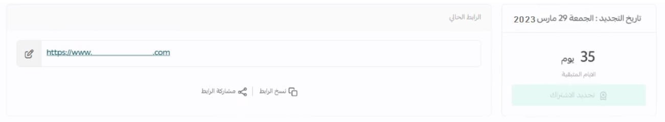 الدومين الجديد مفعّلاً في صفحة إعدادات الدومين بمتجر سلة
